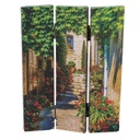 Paravento stampa 3 ante scalinata con fiori cm 120,6x2,5xh180,6x2,5xh180