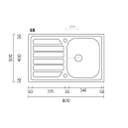 Lavello incasso acciaio inox mod. LS04 cm 80x50 con gocciolatoio sx