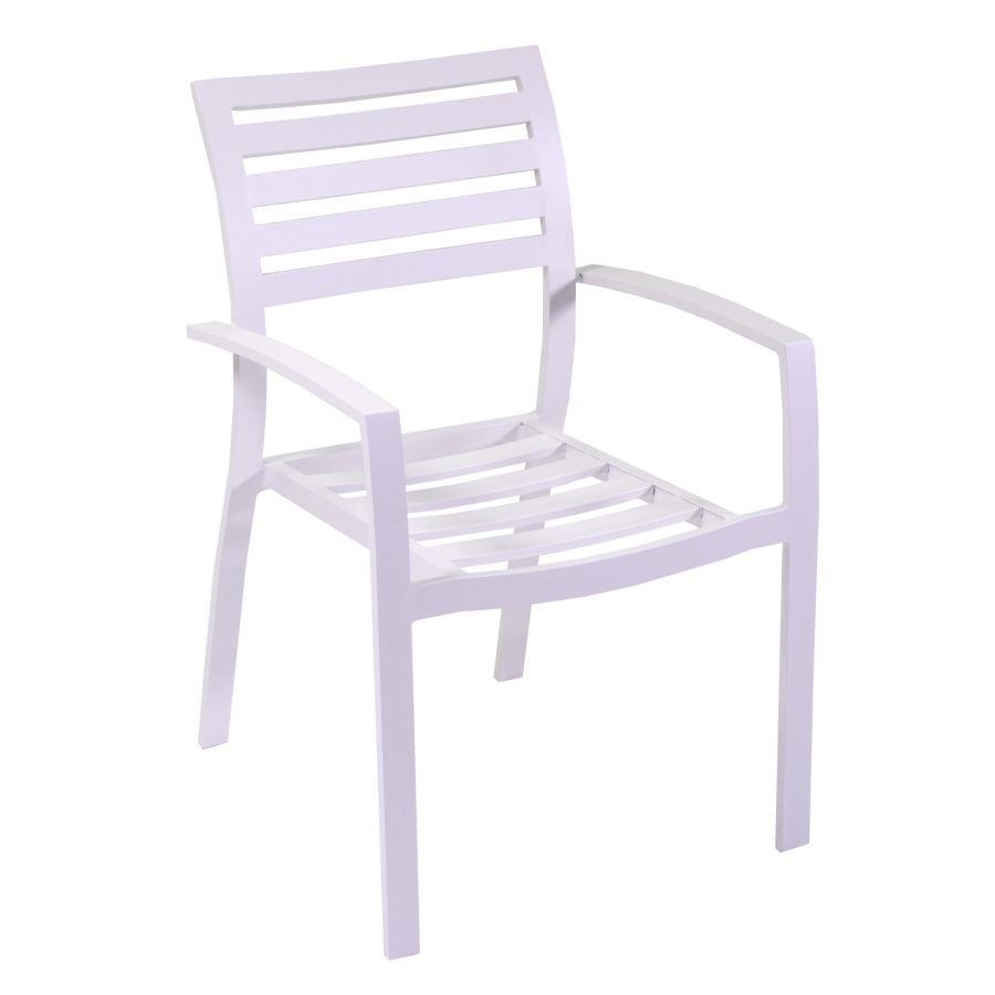Poltrona alluminio Boston bianco con cuscino grigio
