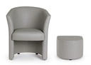 Poltrona con Pouf grigio chiaro in similpelle stile design