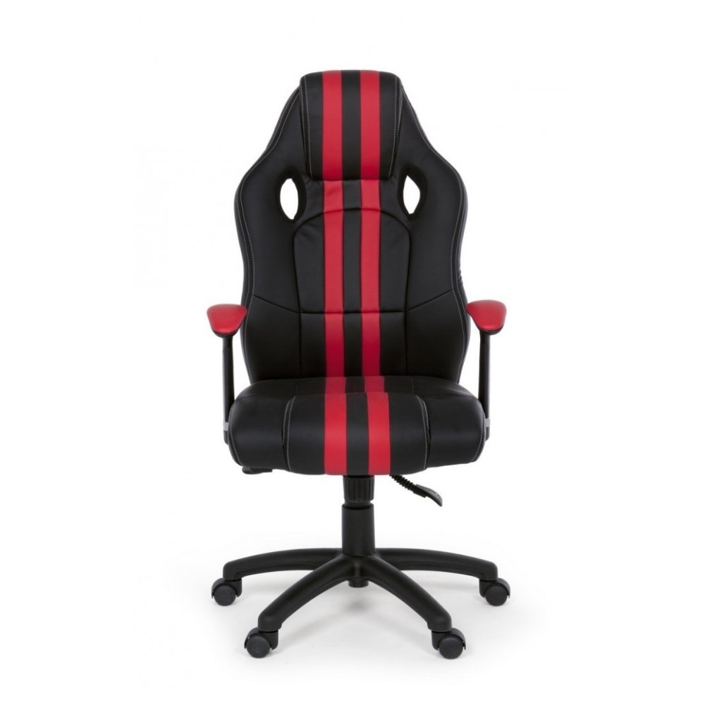 Poltrona ufficio con braccioli Spider rosso in similpelle