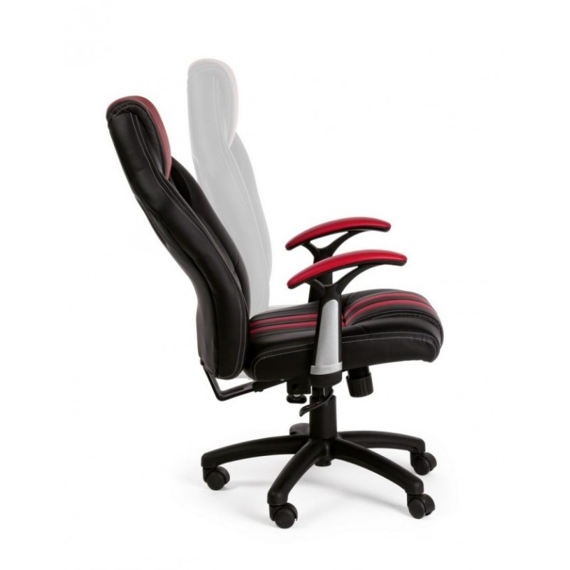 Poltrona ufficio con braccioli Spider rosso in similpelle