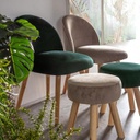 Poltroncina moderna Adeline in legno rivestita effetto velluto tortora
