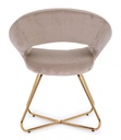 2x Poltrona Vanity in velluto tortora e gambe in oro
