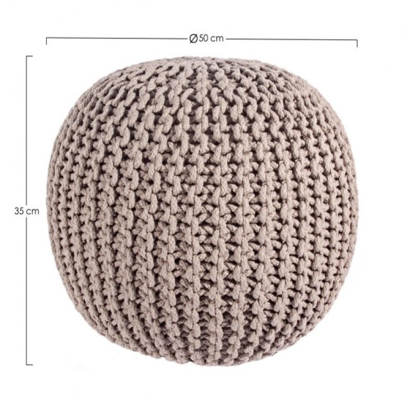 Pouf intrecciato tortora arredare design cm 50