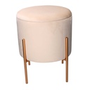 Puff contenitore tessuto crema con gambe cm ø40h51