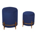 Puff contenitore velluto 1-2 blu con gambe cm ø39h49