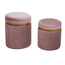 Puff contenitore velluto 1-2 linea altarosa antico cm ø39h49