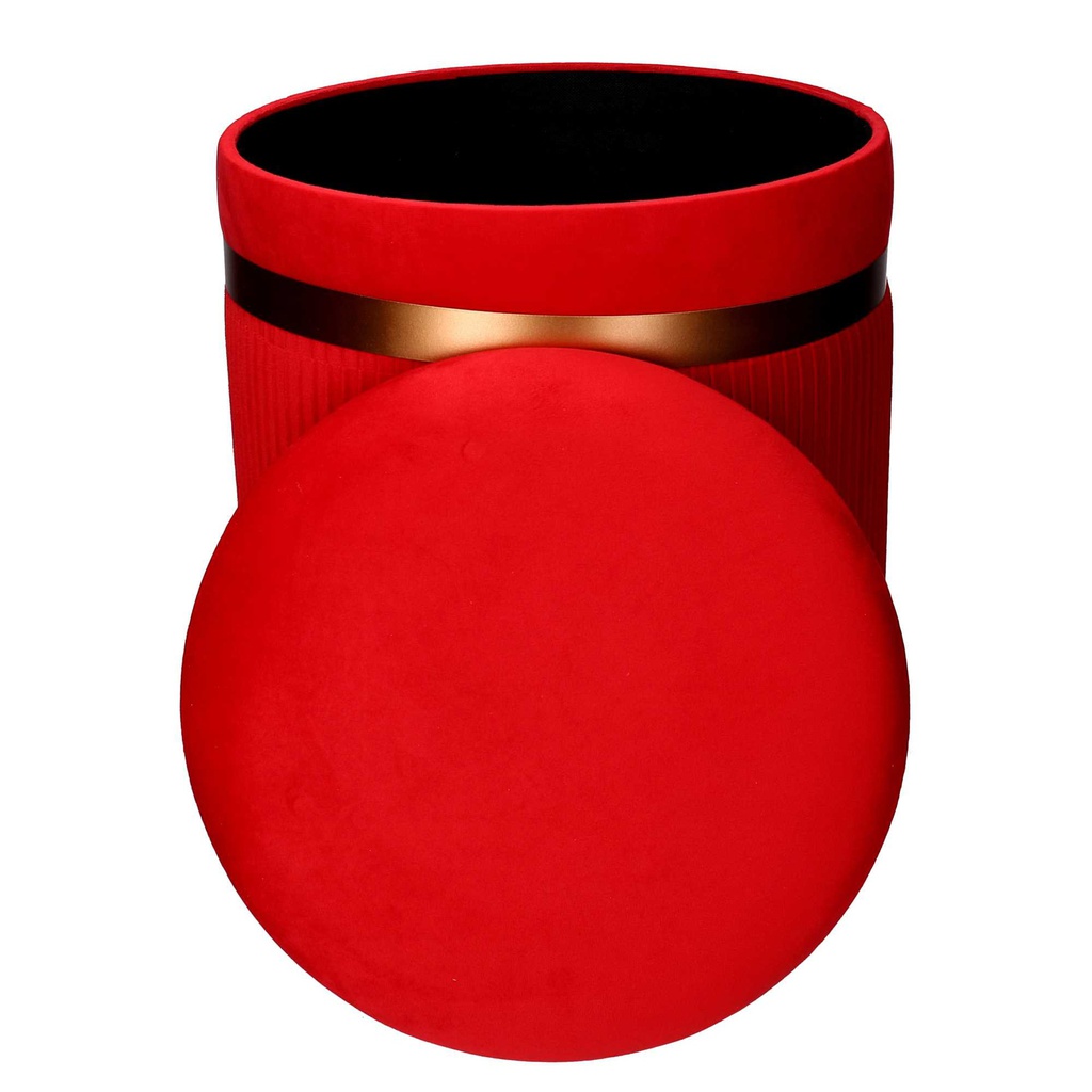 Puff contenitore velluto 1-2 linea altarosso cm ø39h49