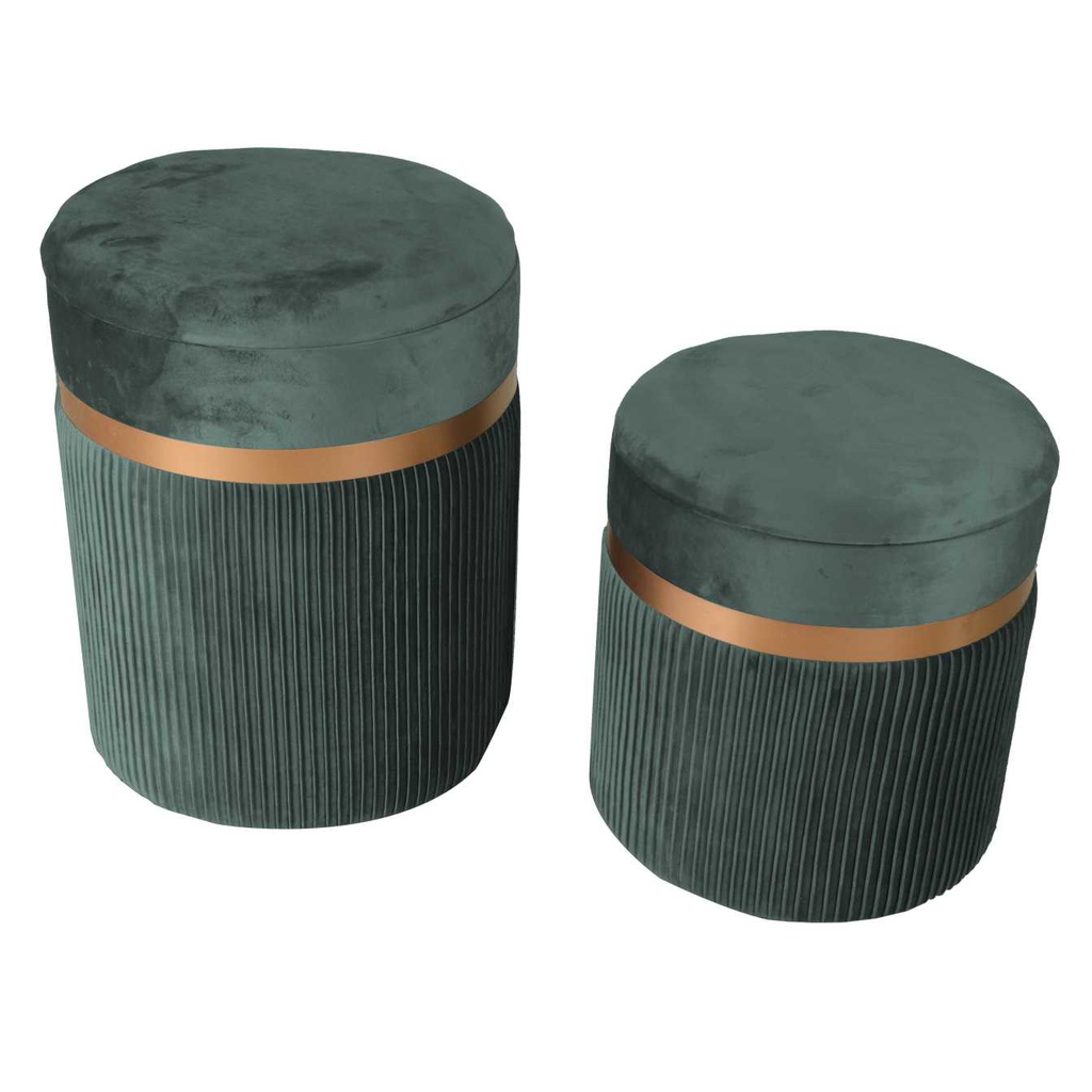Puff contenitore velluto 1-2 linea altaverde salvia cm ø39h49
