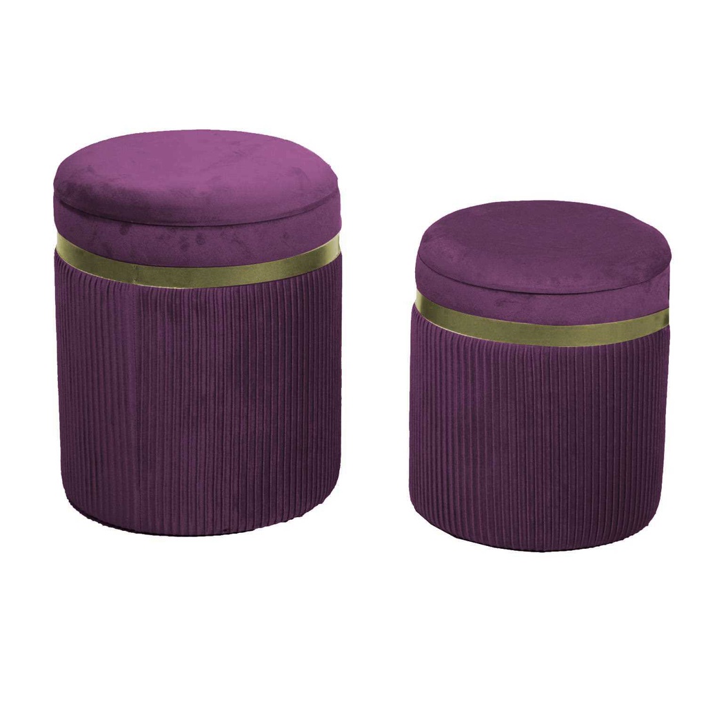 Puff contenitore velluto 1-2 linea altaviola cm ø39h49
