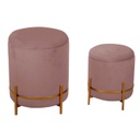 Puff contenitore velluto 1-2 rosa antico con gambe cm ø39h49