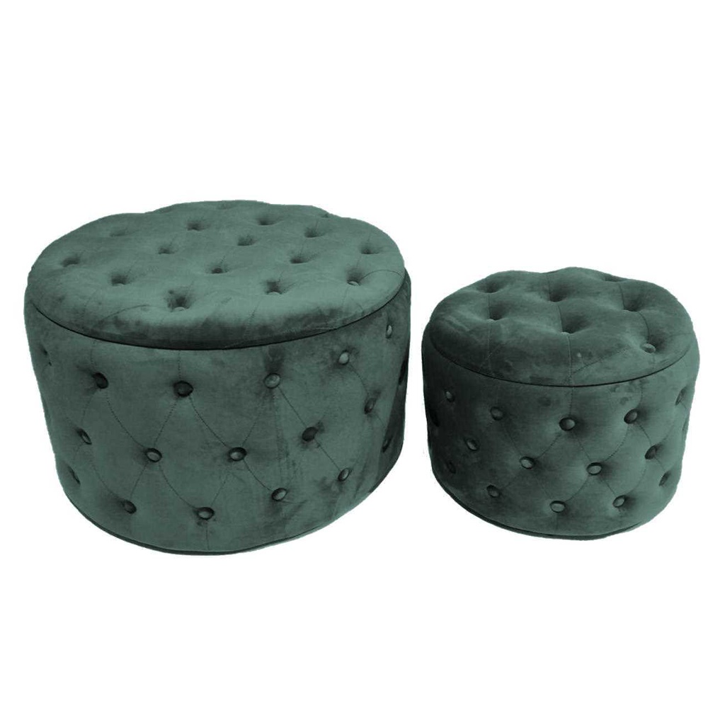 Puff contenitore velluto 1-2 verde salvia cm ø70h42