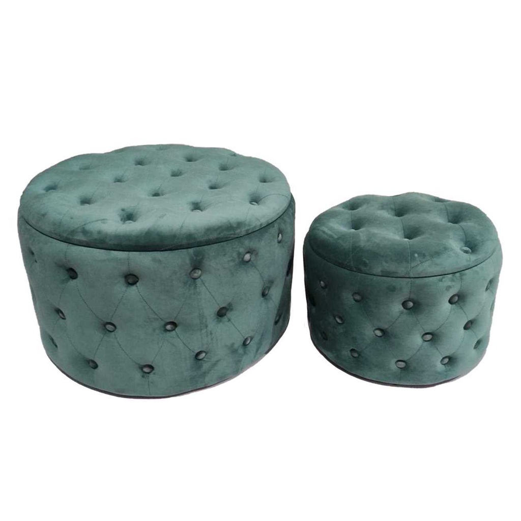 Puff contenitore velluto 1-2 verde salvia cm ø70h42