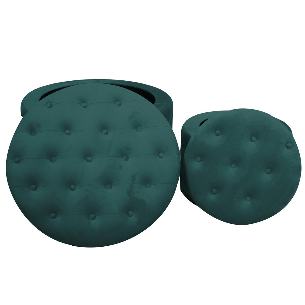 Puff contenitore velluto 1-2 verde salvia cm ø70h42