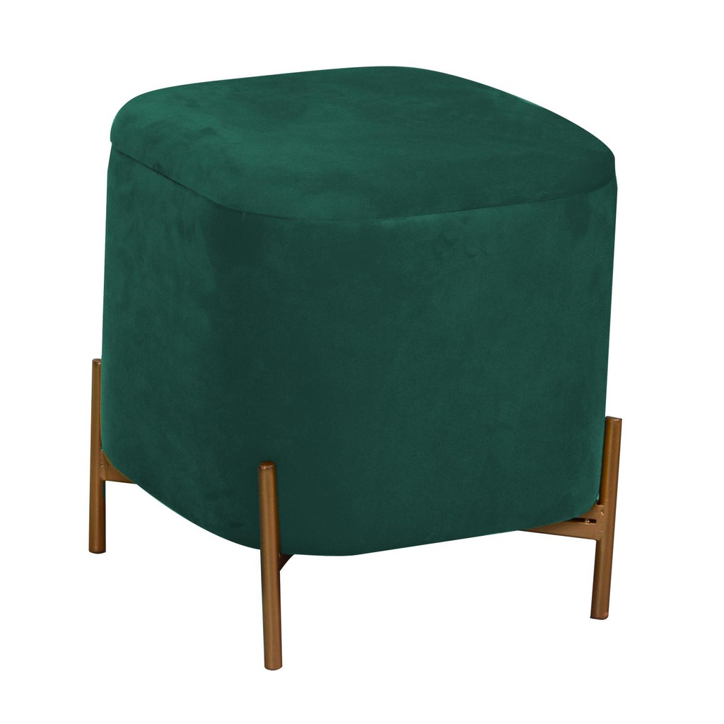 Puff contenitore velluto verde salvia con gambe cm 38x38h45