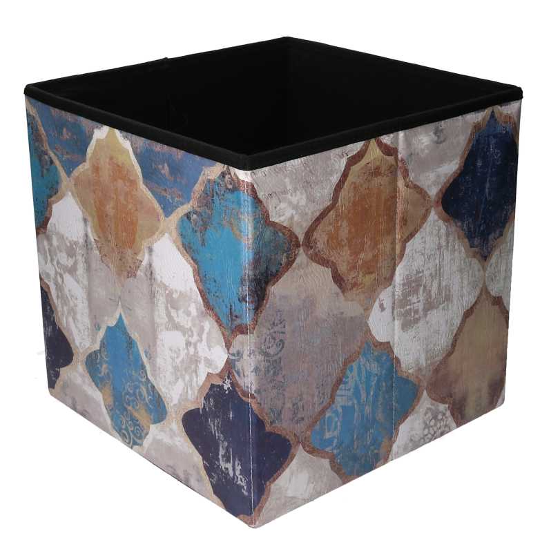 Puff ecopelle pieghevole blu marocco quadro cm 38x38h38