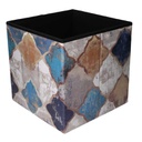 Puff ecopelle pieghevole blu marocco quadro cm 38x38h38