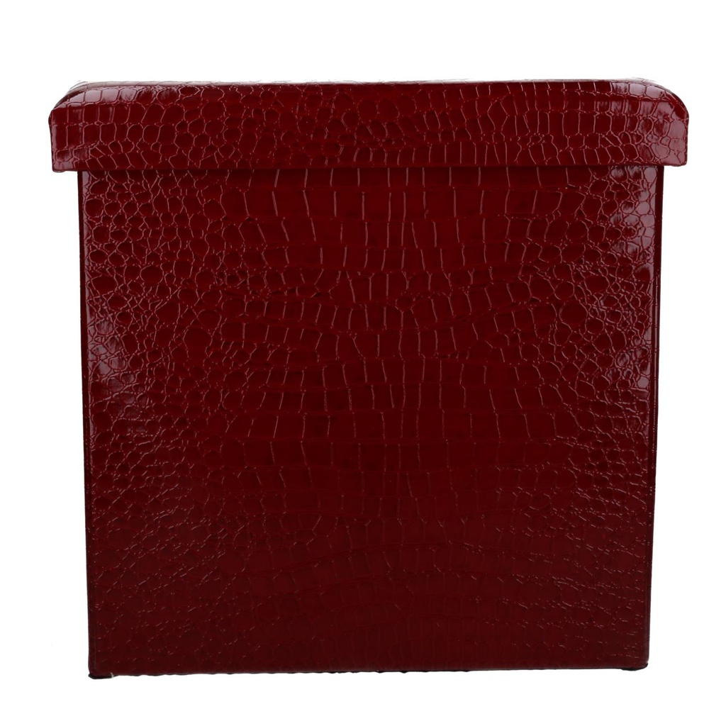 Puff ecopelle rosso quadro cm38x38h39
