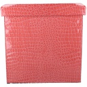 Puff ecopelle rosso quadro cm38x38h39