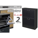Scarpiera due ribalte slim ante ecopelle nero cm 63 x 24 x 80 h