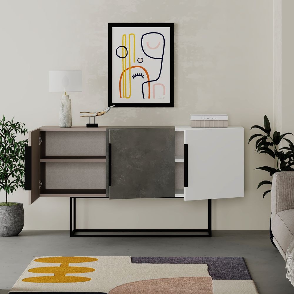 (2c) Madia Tontini 3 ante colore tortora cemento bianco 150 cm(TONTINITORT) EFFEZ