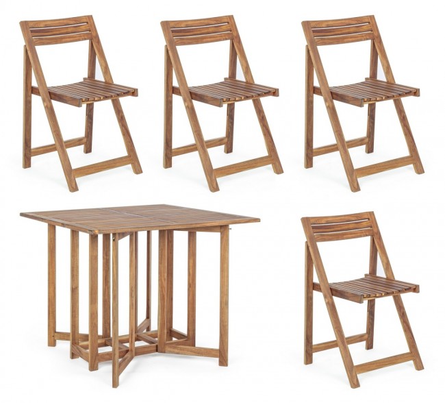 Set da esterno Noemi Tavolo e 4 Sedie pieghevoli in legno nobilitato