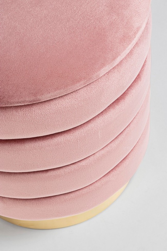 Set2 Pouf Contenitore Darina Rosa Antico in velluto 
