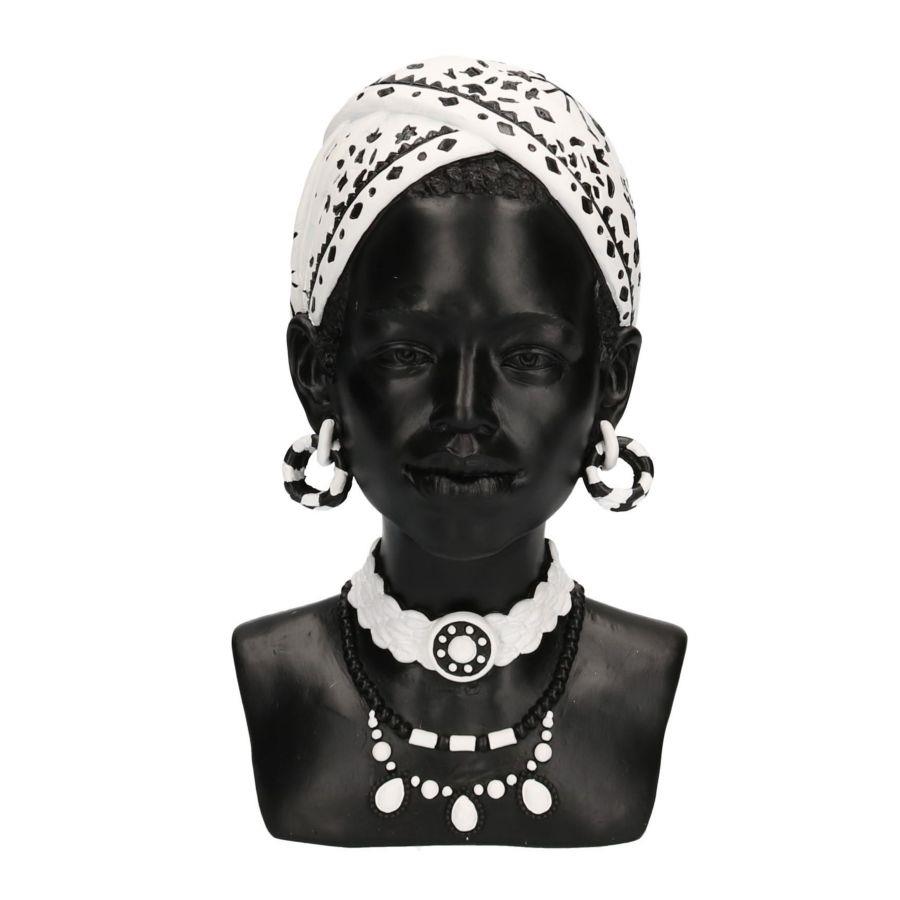 Statua resina busto donna africana cm 18x20h30