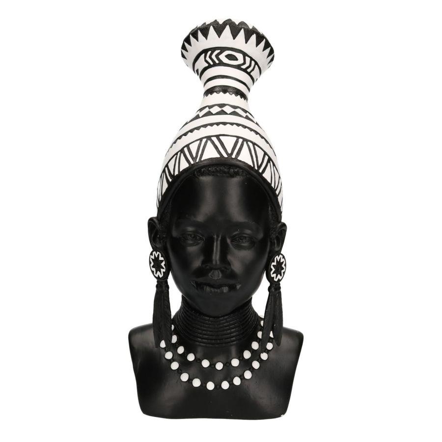 Statua resina busto donna africana cm 23x16h39