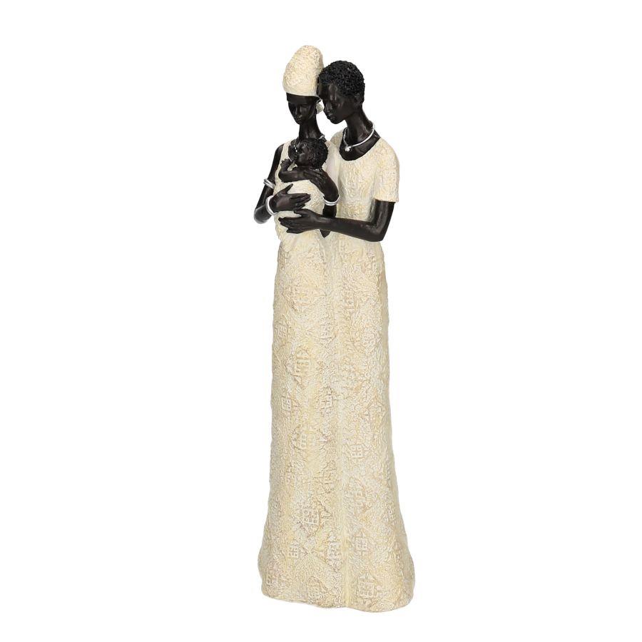 Statua resina donne africane con bambino cm 13