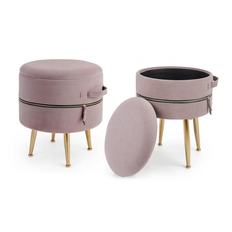 Set due pouf rosa con apertura