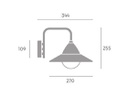 Applique in alluminio e metallo, diffusore in termoplastico opalino, consumo 20W, flusso luminoso nominale 2050 lumen, flusso luminoso reale 1430 lumen, classe di efficienza energetica F, temperatura di colore 3000°K - 4000°K - 6500°K, illuminazione con 48 LED SMD 2835, alimentazione 230V, classe di protezione IP54, potenza massima lampade 20W biancoverde