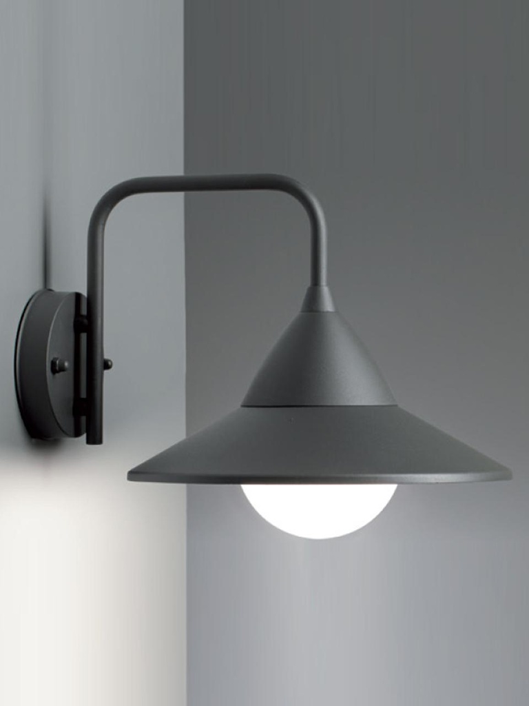 Applique in alluminio e metallo, diffusore in termoplastico opalino, consumo 20W, flusso luminoso nominale 2050 lumen, flusso luminoso reale 1430 lumen, classe di efficienza energetica F, temperatura di colore 3000°K - 4000°K - 6500°K, illuminazione con 48 LED SMD 2835, alimentazione 230V, classe di protezione IP54, potenza massima lampade 20W biancoverde