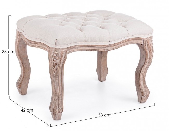 2x Sgabello poggiapiedi naturale in tessuto stile classico