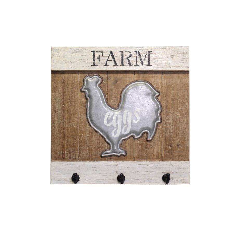 Appendino legno gallina 3 posti cm 40x40x7