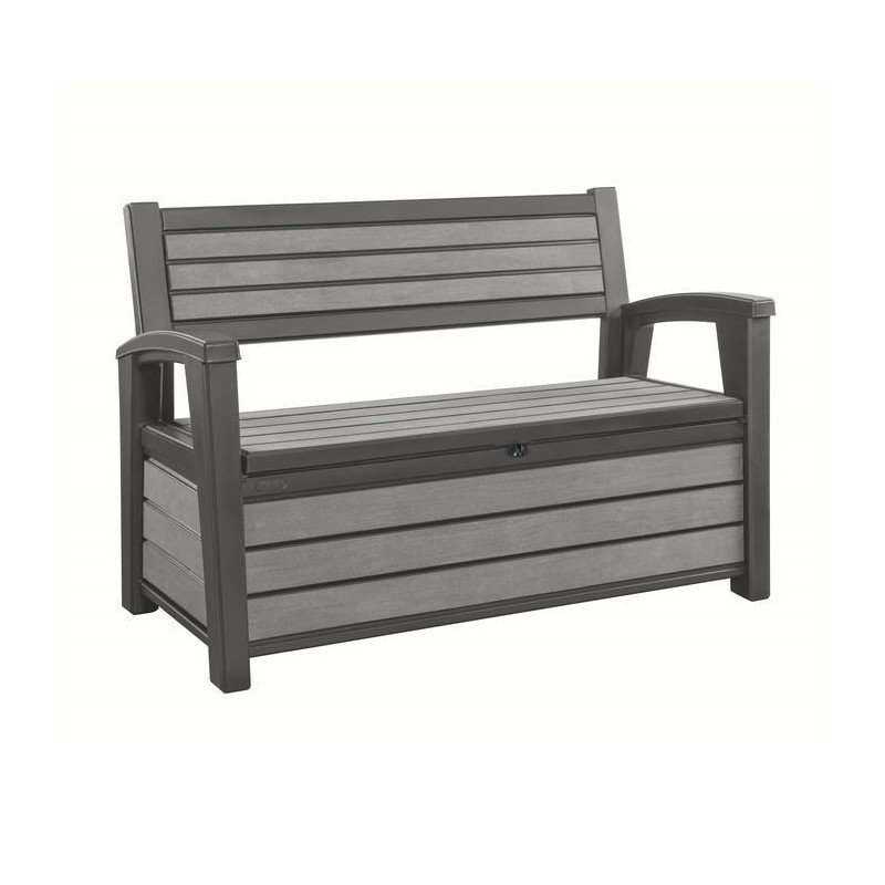 Cassapanca in Resina con finitura effetto legno HUDSON BENCH Grafite  132,7x61,2xh.89 cm