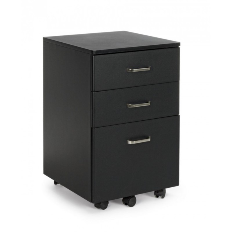 Cassettiera da ufficio in MDF tre cassetti Nero NADIR 40x44x h65 cm