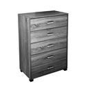 Cassettiera legno camera grigio con 5 cassetti cm 68 x 40 x 101 h