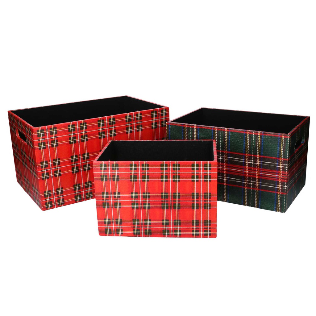 Cassetto ecopelle 1-3 scozzese rettangolare cm 36x24h20