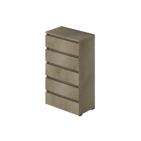 Cassettone Argilla  in legno nobilitato con 5 cassetti H.127x75x40 cm  