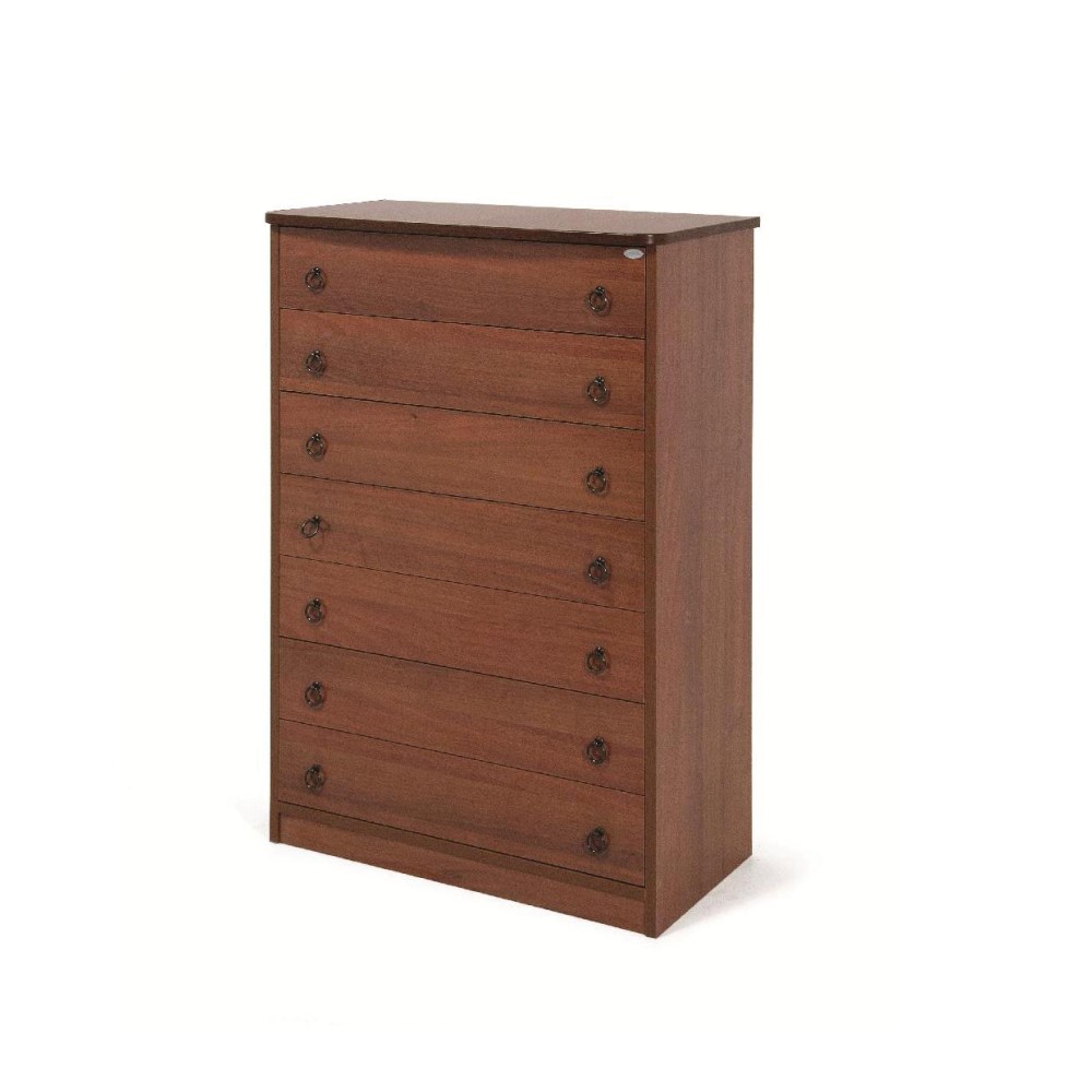 Cassettone Noce Antico in legno nobilitato con 7 cassetti H.111x76x42 cm