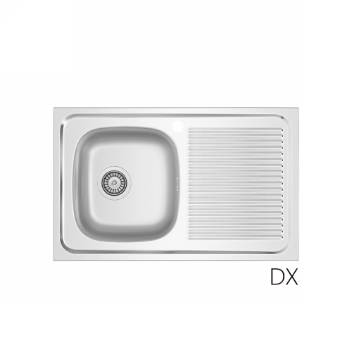 Lavello appoggio acciaio inox mod. LA02 cm 80x50 con gocciolatoio dx