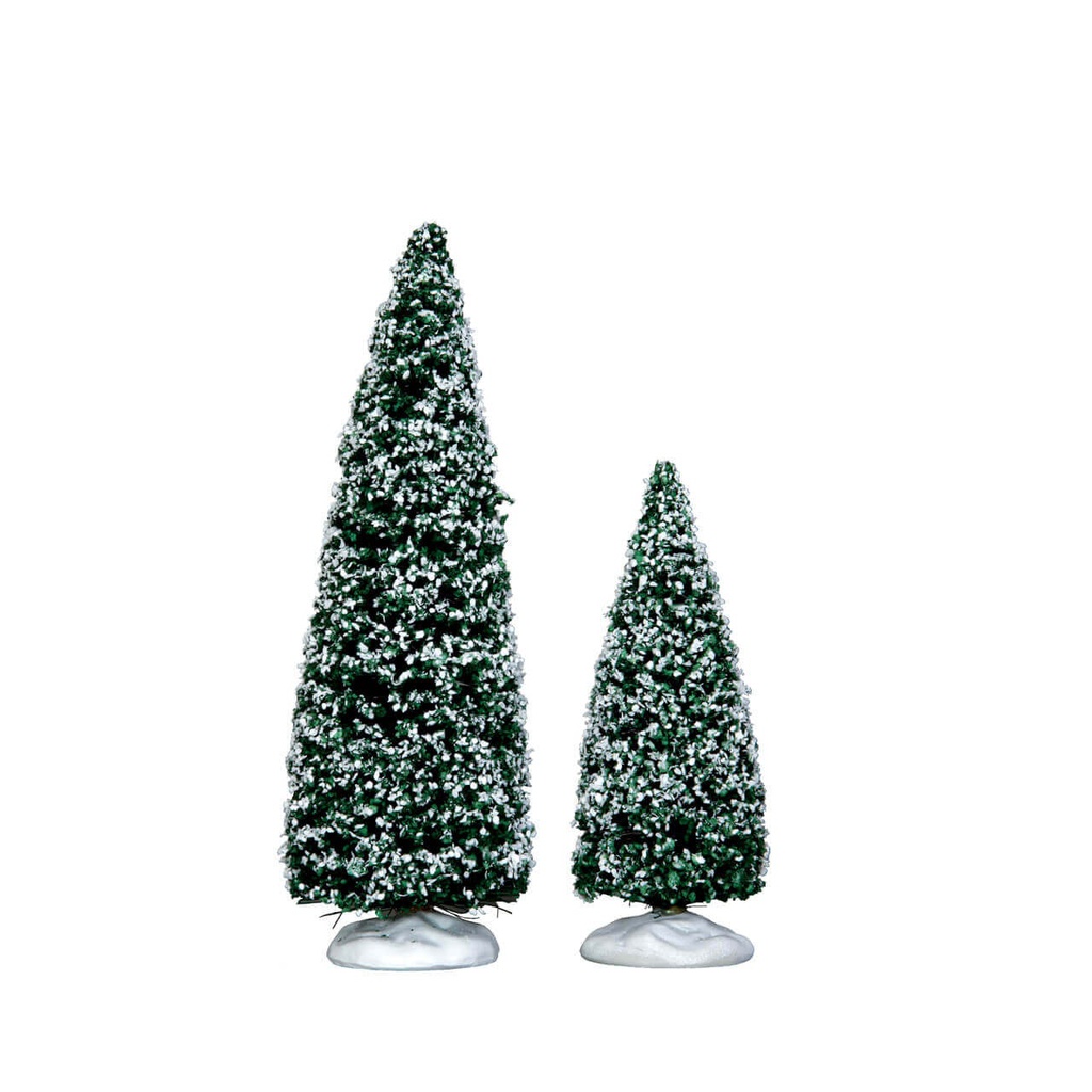 Lemax Snowy Juniper Tree Medium &amp; Small - Albero Di Ginepro Innevato Medio E Piccolo Gioco invernale decorazione per villaggio Natale