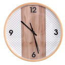 Orologio legno naturale e bianco tondo cm ø32h4