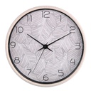 Orologio plastica foglie beige tondo cmø32h4