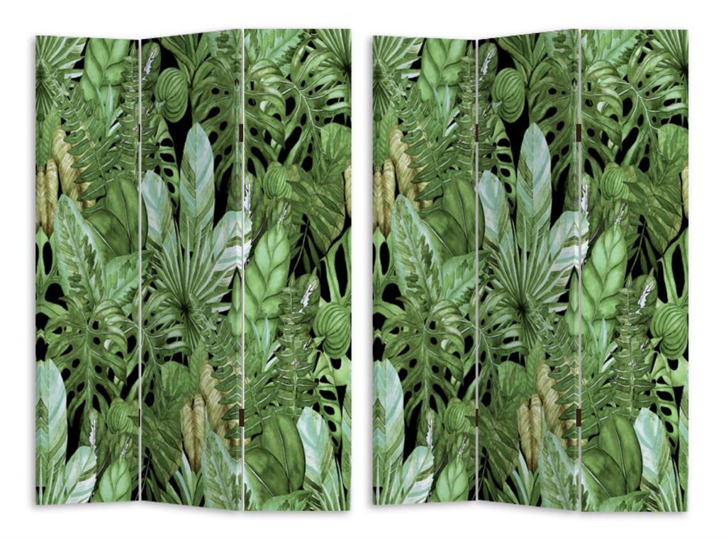 Paravento stampa 3 ante foglie verde cm 120,6x2,5xh180,6x2,5xh180