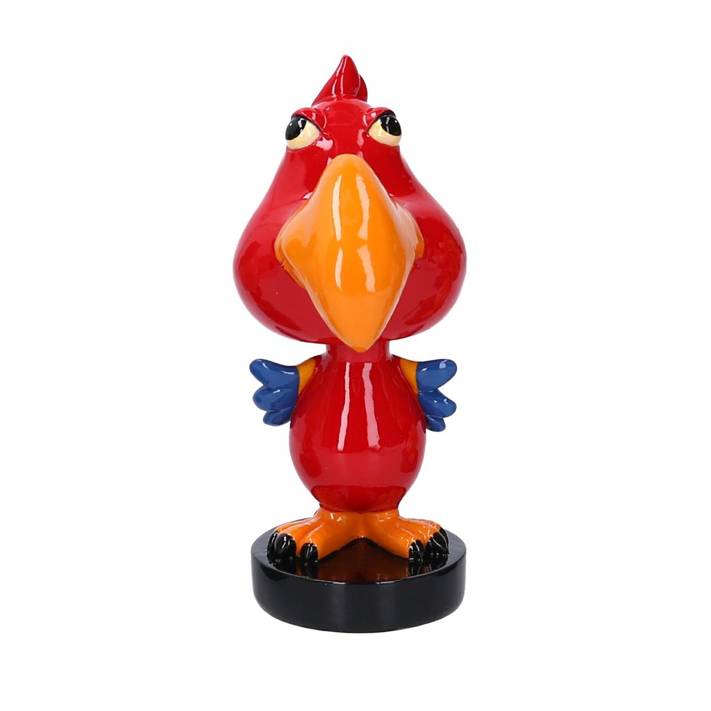 Portaocchiali resina pappagallo rosso con molla cm 7x7h15