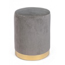 Pouf grigio effetto velluto con fascia oro cm 35 x 40 h