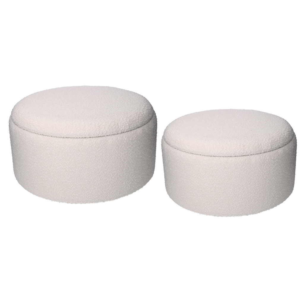 Puff contenitore tessuto boucle 1-2 crema tondo cmø60h33